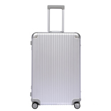 Fashionable silver suitcase TSA Lock 360 degree wheel full aluminum travel carry on luggage case trolly case